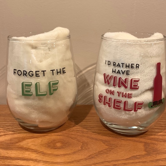 Other - COPY - Christmas Wine Glasses (4) “Forget the elf” I’d rather have wine on the …